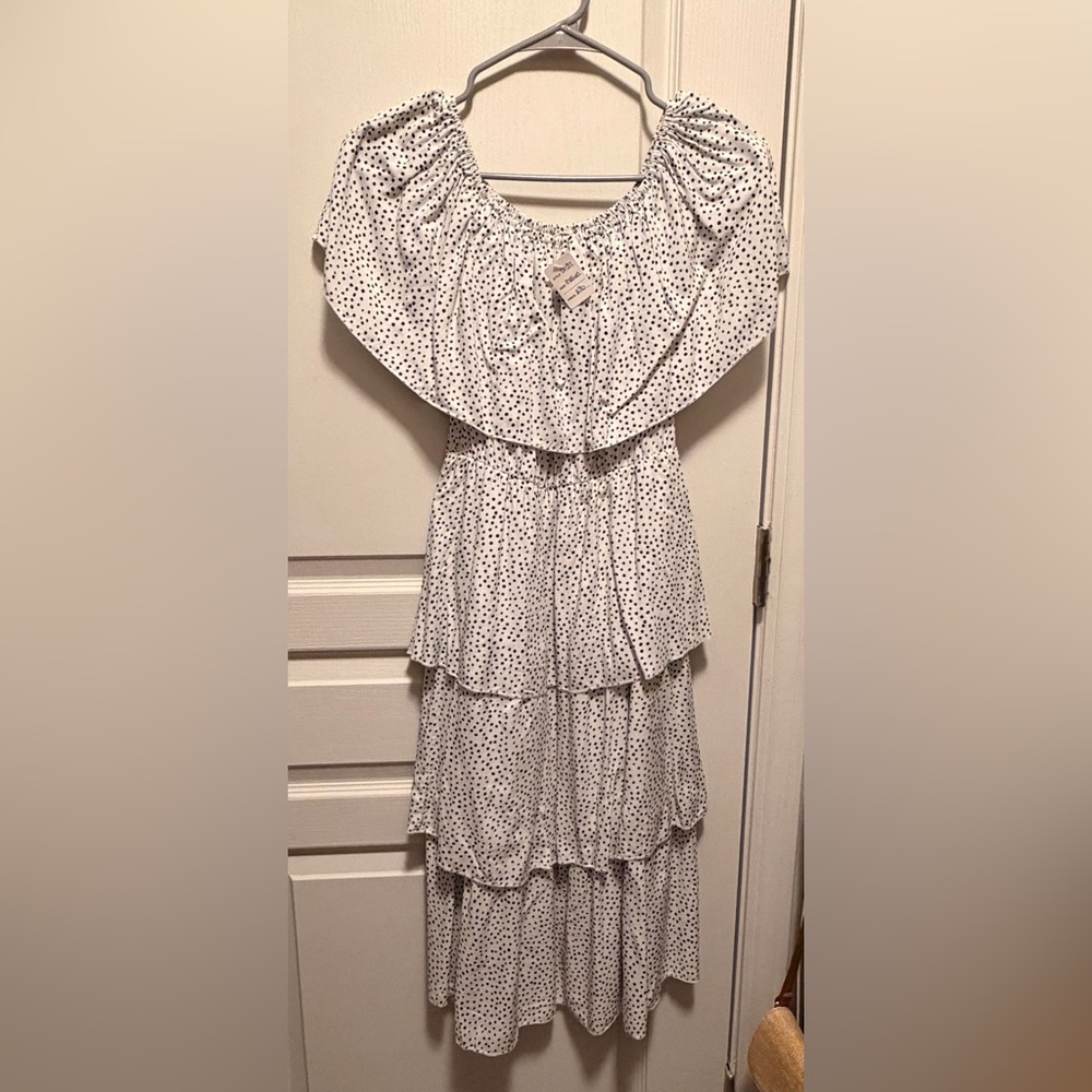 Polka Dot Off-the-Shoulder Tiered Dress